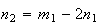 $n_{2}=m_{1}-2n_{1}$